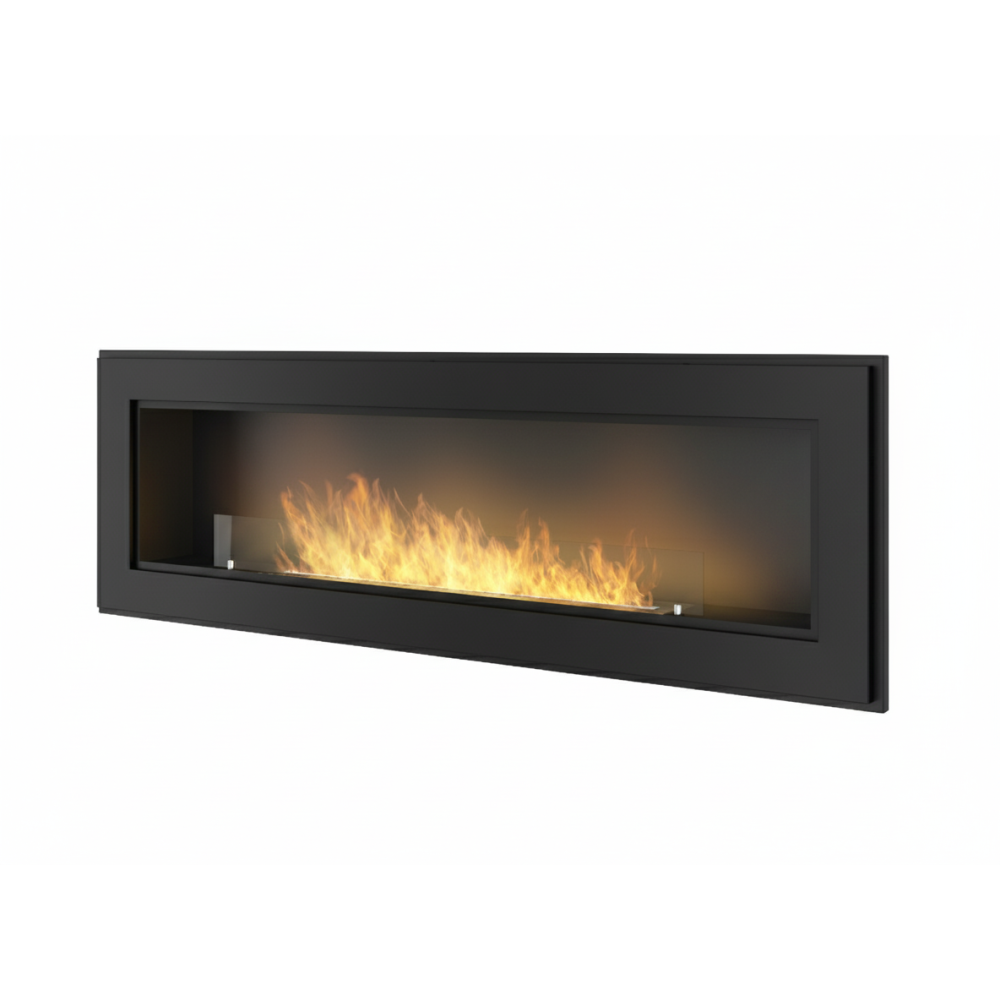 Chimenea de bioetanol empotrada Frame 1500 SimpleFire con cristal - Negro mate
