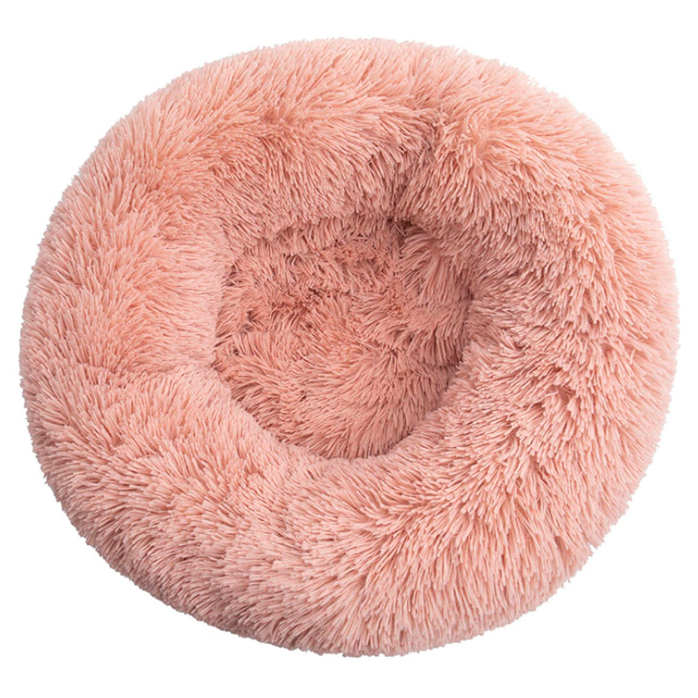 Cama Donut para Mascotas, Cesto Suave Felpa Piel Sintética Pelusa, Cómoda y Lavable, Cojín Mascotas Redondo Relajante
