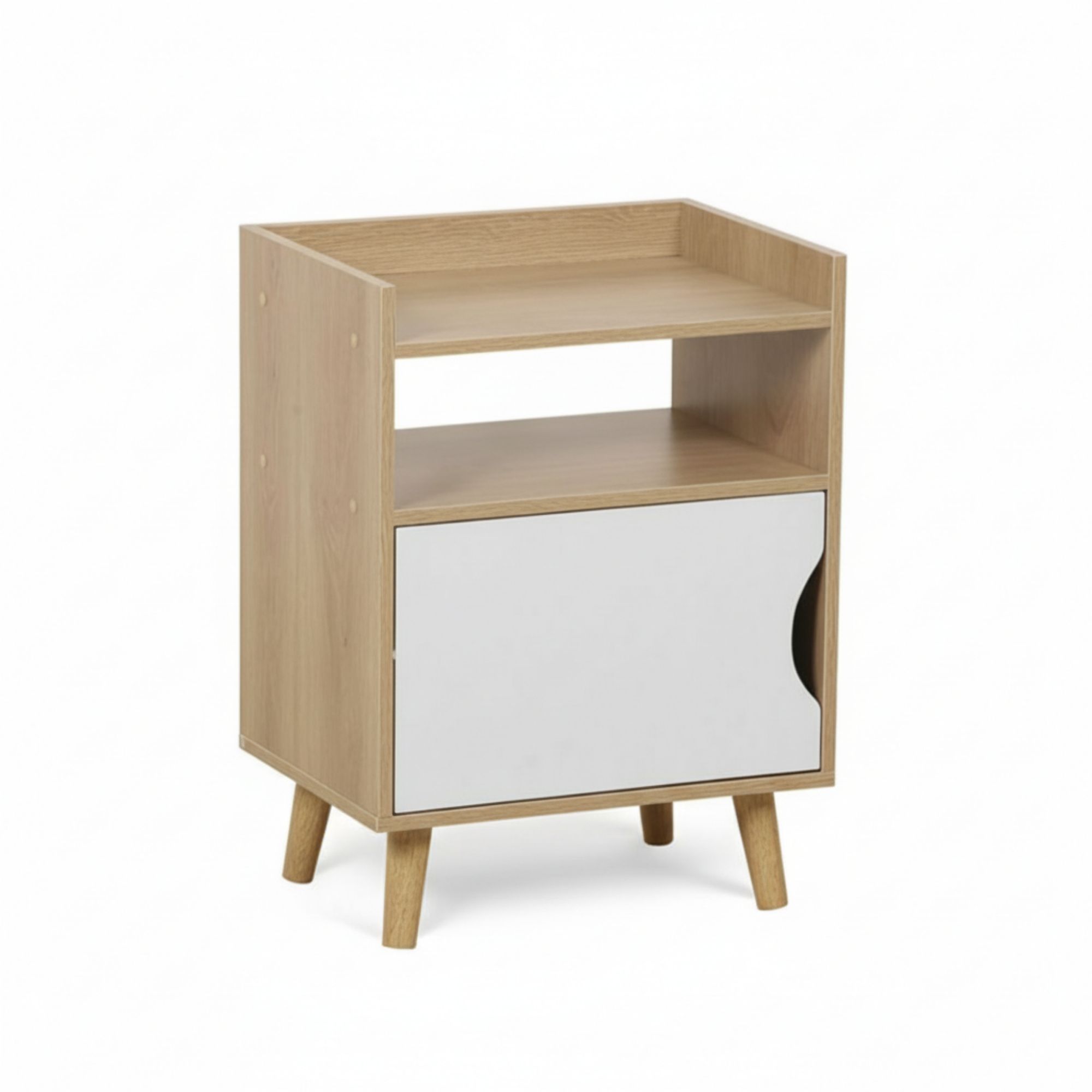 MOBLEKIT | Mesitas de Noche de Madera y Metal, Diseño Nórdico o Industrial con Opciones de Cajón, Puerta o Estantes, Muebles Compactos para Dormitorio