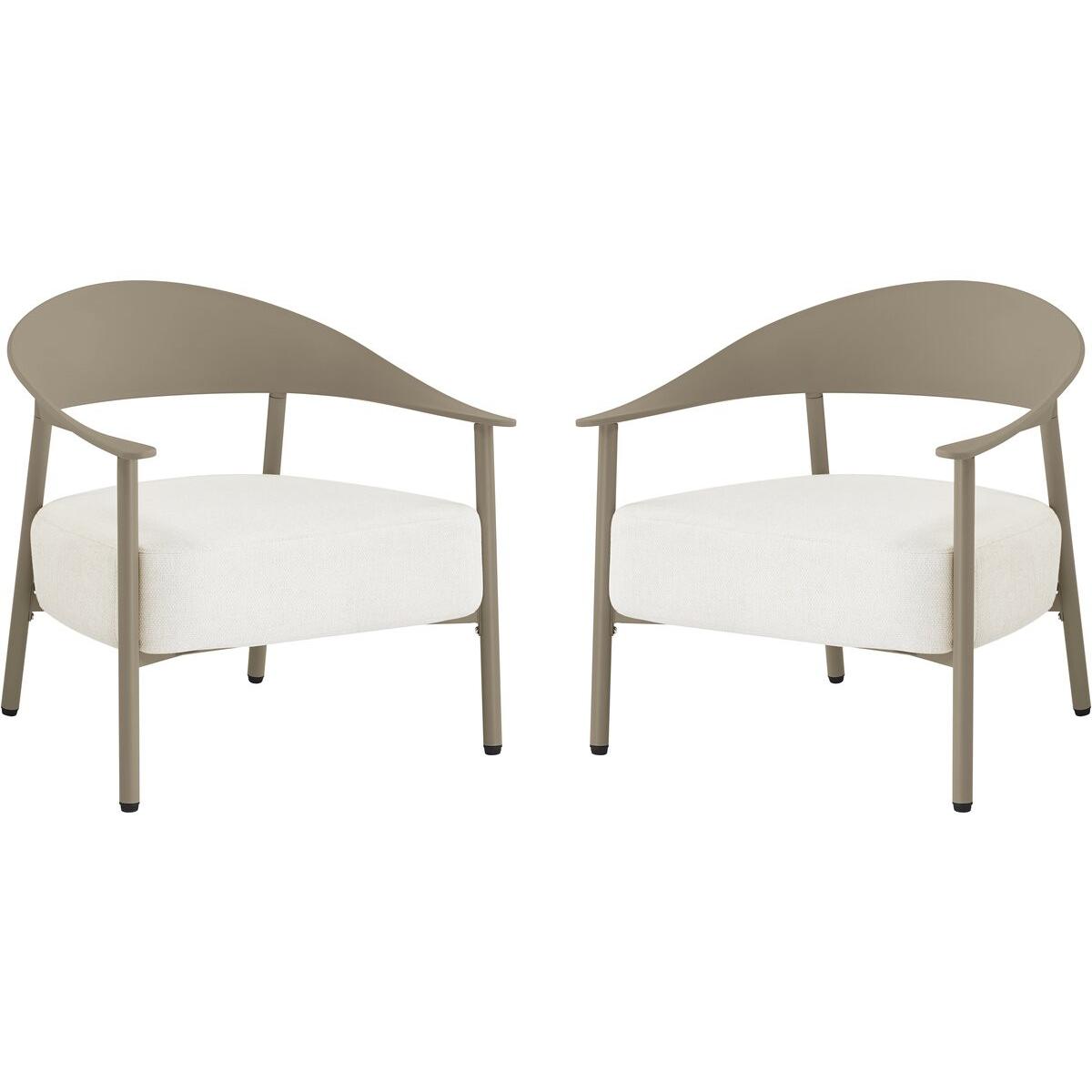 Habitat y Jardin - Lote de 2 sillones de jardín "Céora" de plástico y metal - Topo
