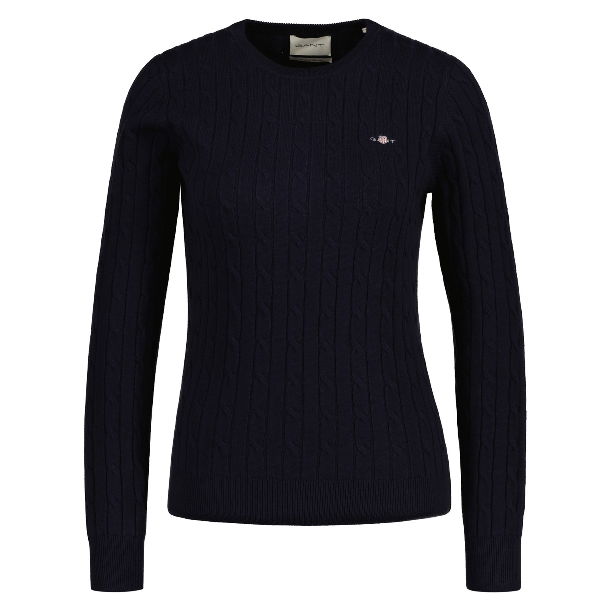GANT Jersey Mujer - STRETCH COTTON CABLE C-NECK, cuello redondo, punto de cable, logotipo STRETCH COTTON CABLE C-NECK