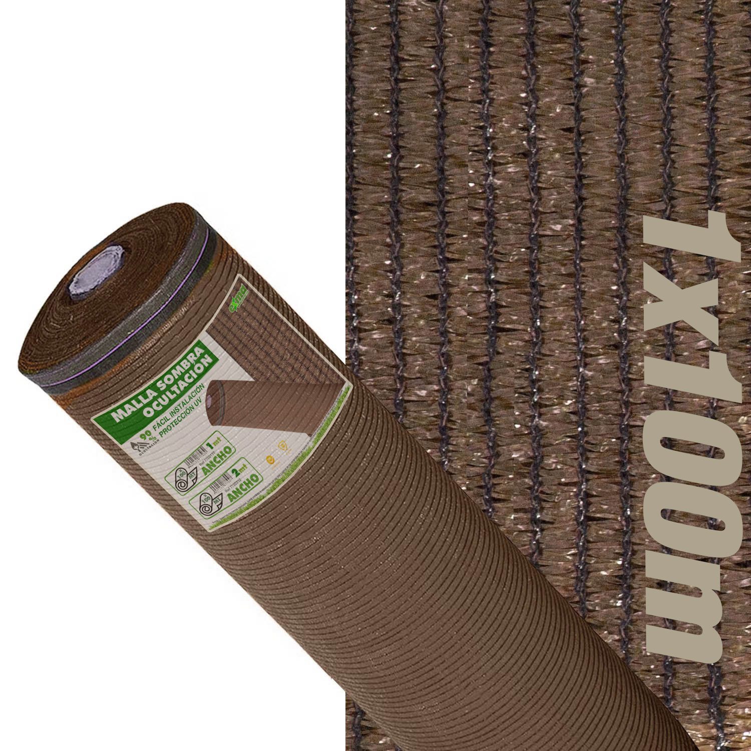 Malla Ocultación Sombreo por Rollos - Marrón [Rollo de 1mt ancho x 100mt de Largo]