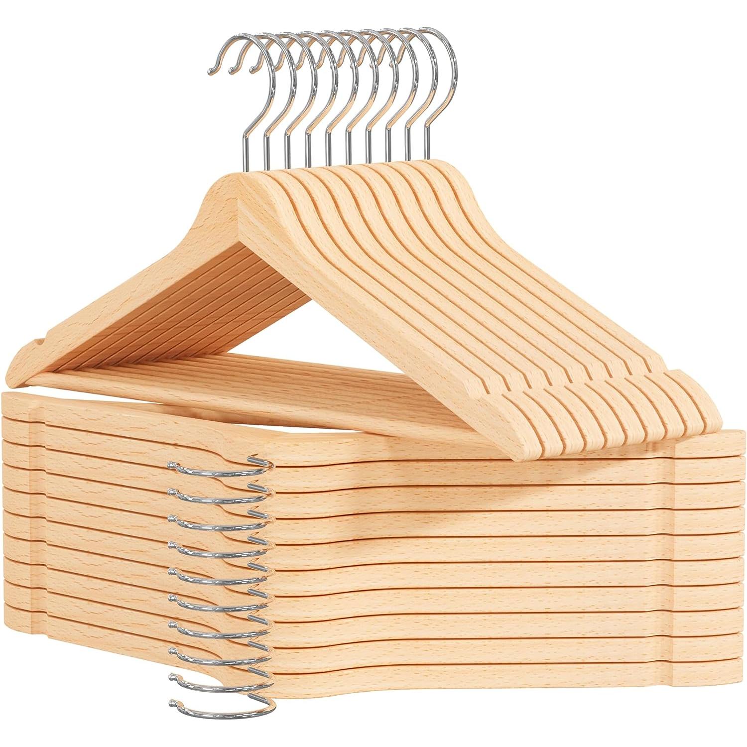 Percha adecuada para el hogar, de madera maciza, perchas para ropa de  adultos, perchero de trajes, organizador de armario, percha de madera con  gancho