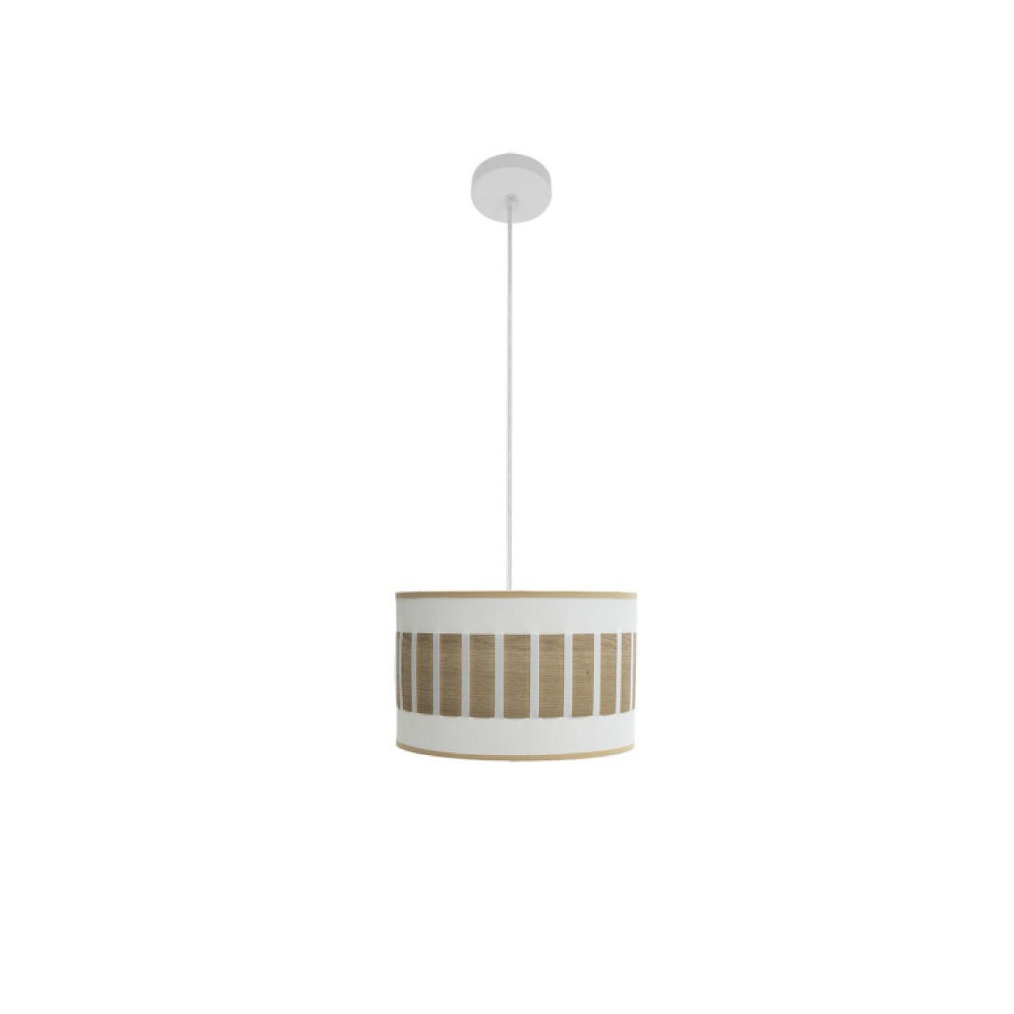 Fabrilamp - Colgante Ivanna 1xe27 Blanco/blanco-madera Clara Regx30x30 Cm
