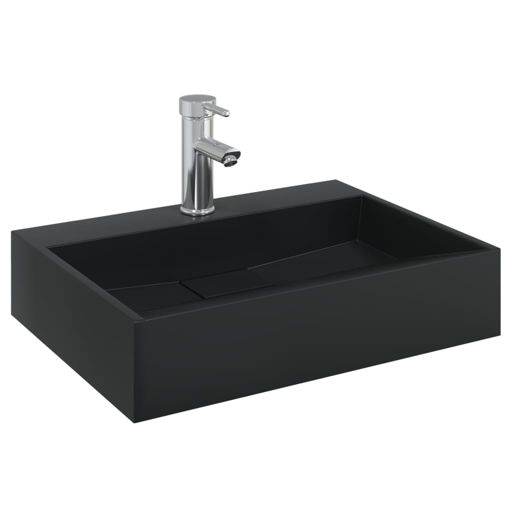 vidaXL Lavabo de fundición de mineral/mármol 50x38x13 cm Color Antracita,  Negro, y mas