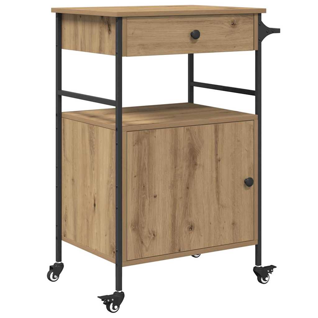 vidaXL Carrito de cocina de madera de ingeniería 56x43x89,5 cm