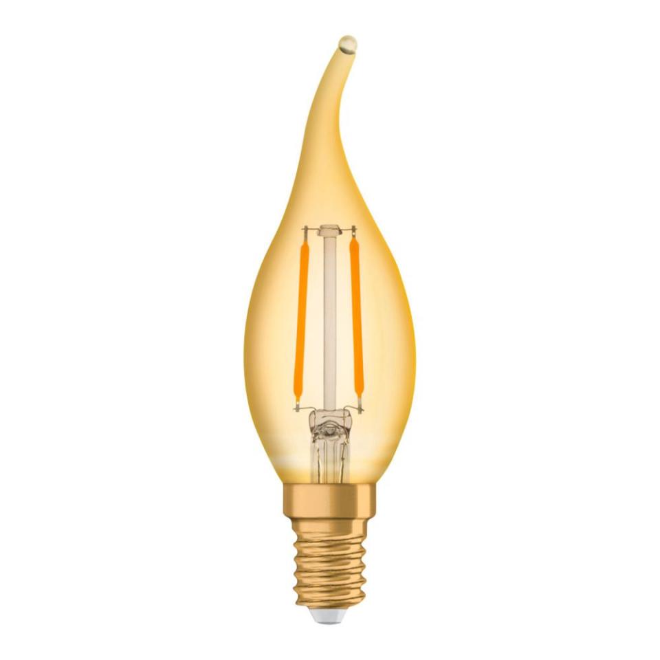 OSRAM - Vela LED Bohemia Ámbar 2,5 W E14 con temperatura de color 2500K y 225 lm para lámparas de mesa de noche, apliques de pared interior y luces interiores, 125x35 mm, 15.000 horas