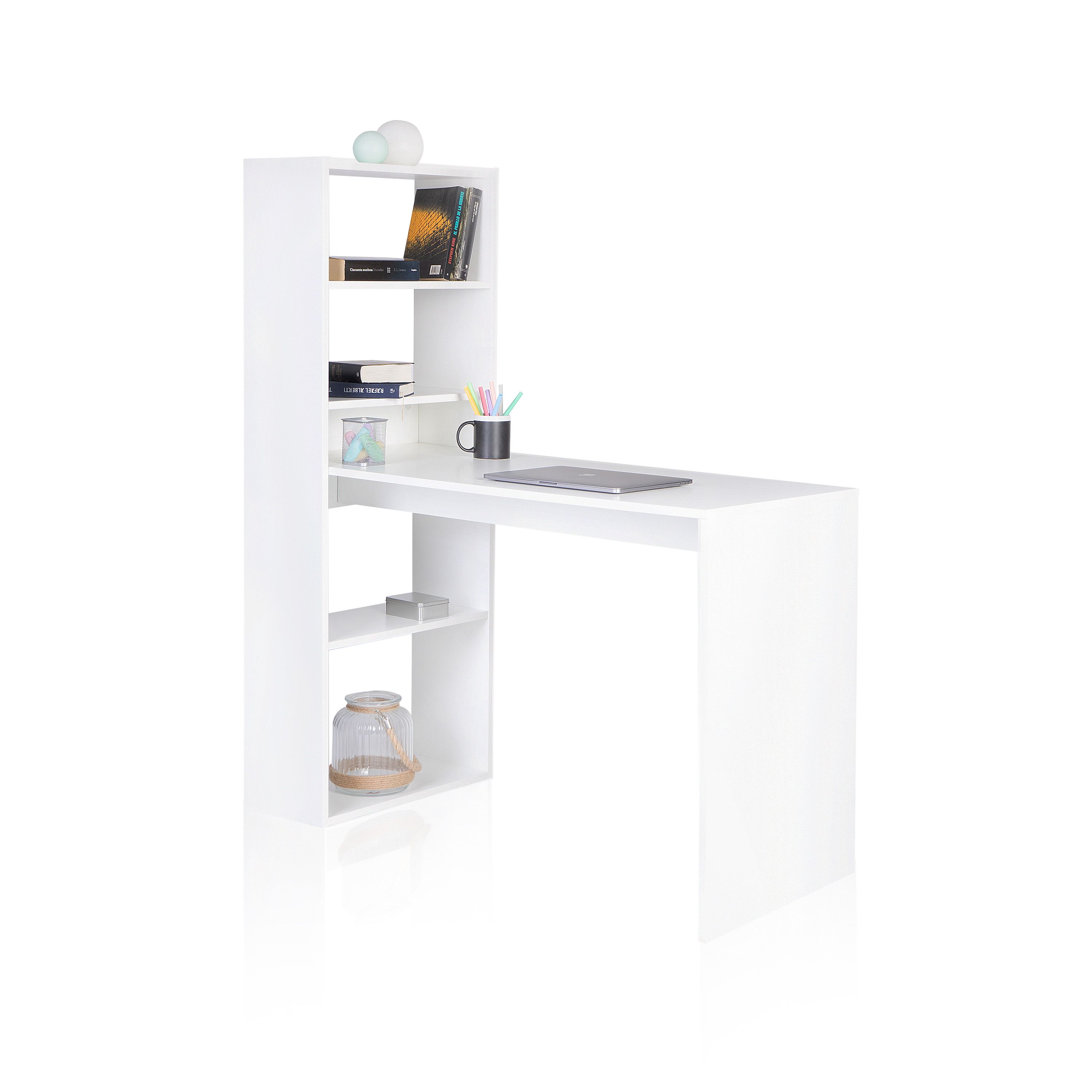 Mesa de estudio con estantería Qanik