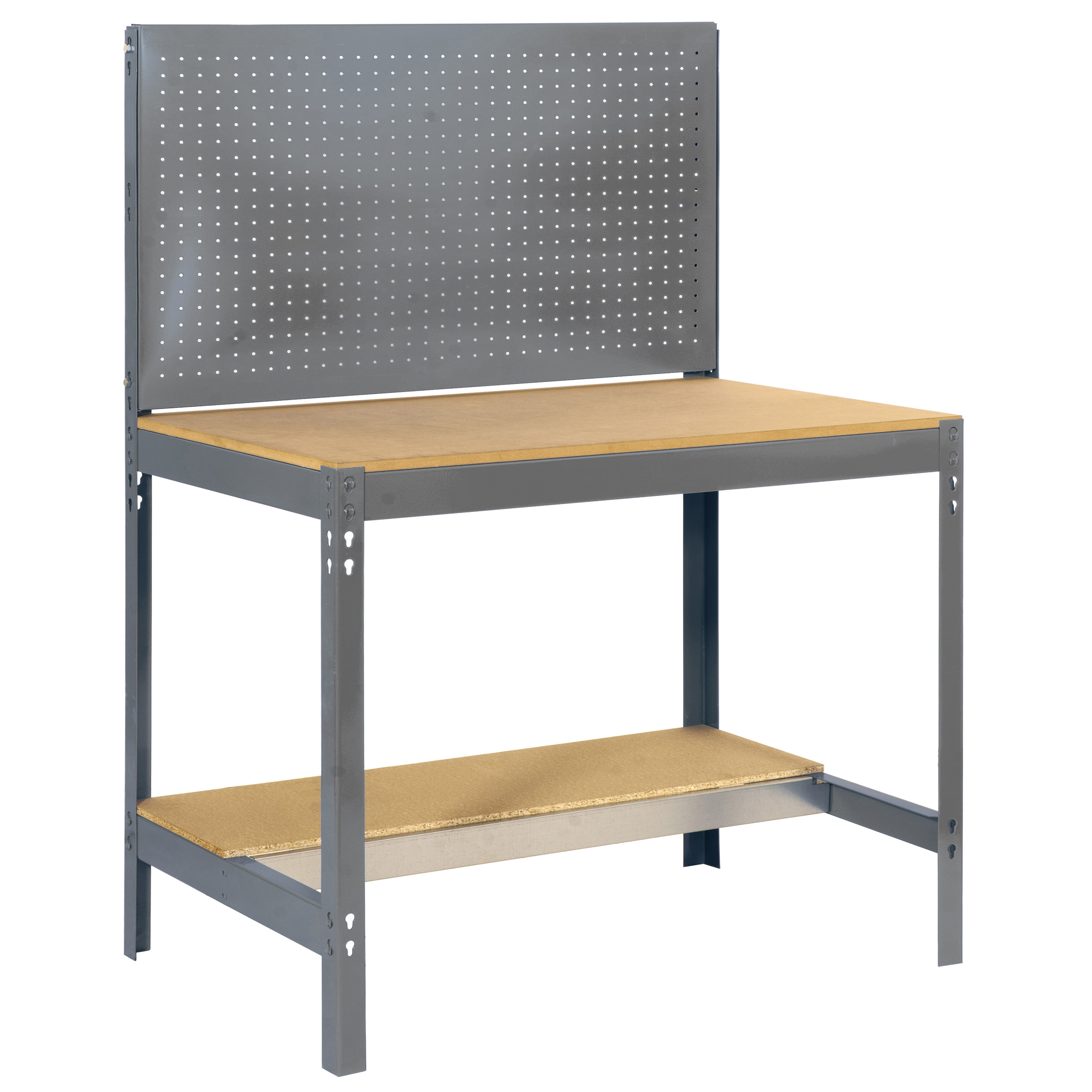 SimonRack Banco de Trabajo Taller, Capacidad Carga 400 kg, 1445x910x610 mm, Mesa de Trabajo, Gris/Madera - BT2