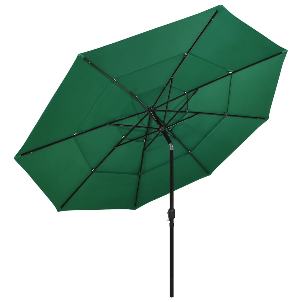 vidaXL Sombrilla de 3 niveles con poste de aluminio 3,5 m Color Arena, Verde, Taupé