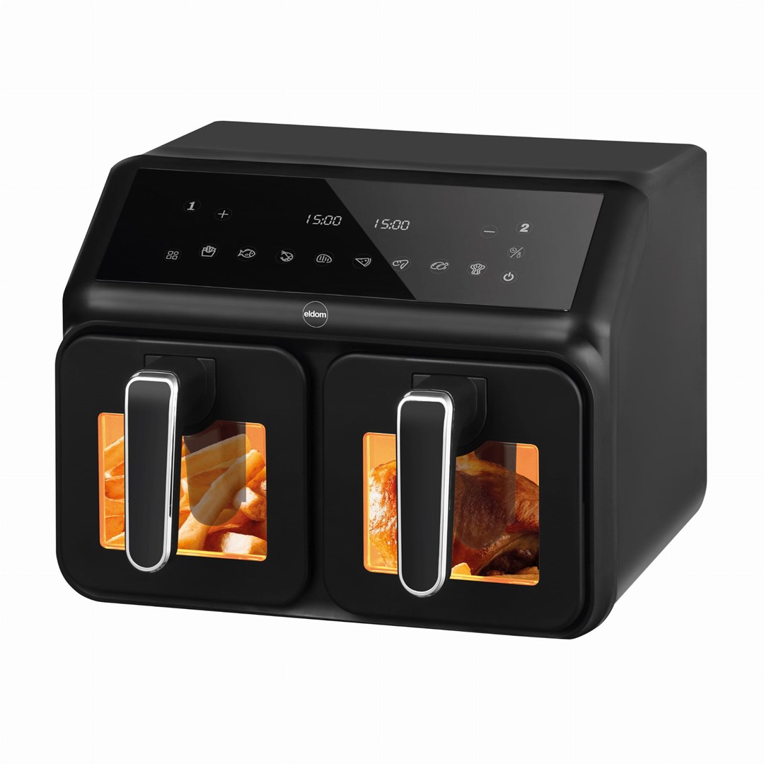 Freidora doble sin grasa, 2200 w, capacidad 8 l, pantalla led