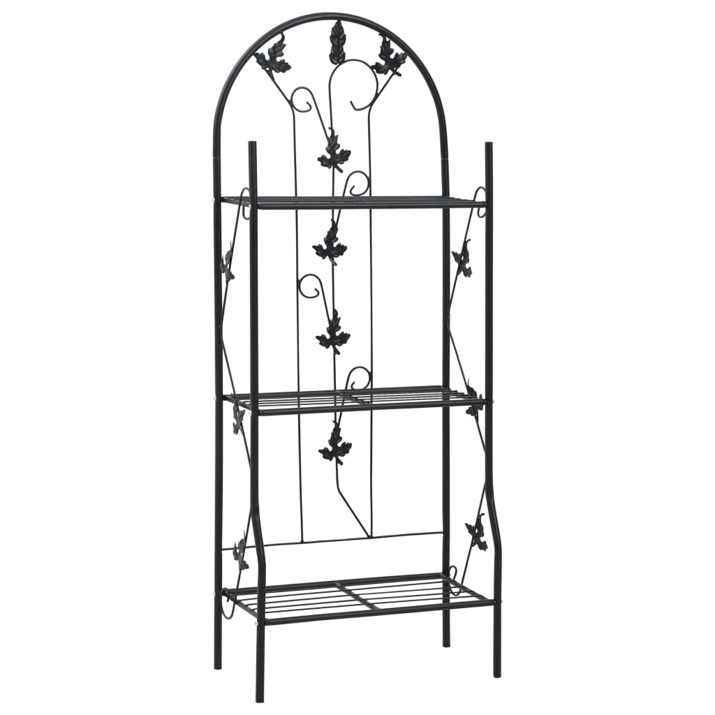 vidaXL Estante para macetas 3 niveles hierro negro 52x28x128 cm