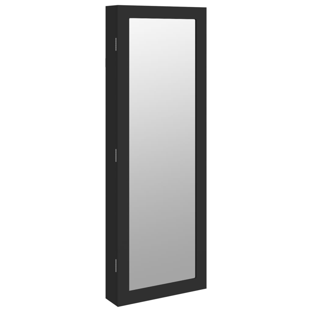 vidaXL Espejo con joyero de pared negro 37,5x10x106 cm