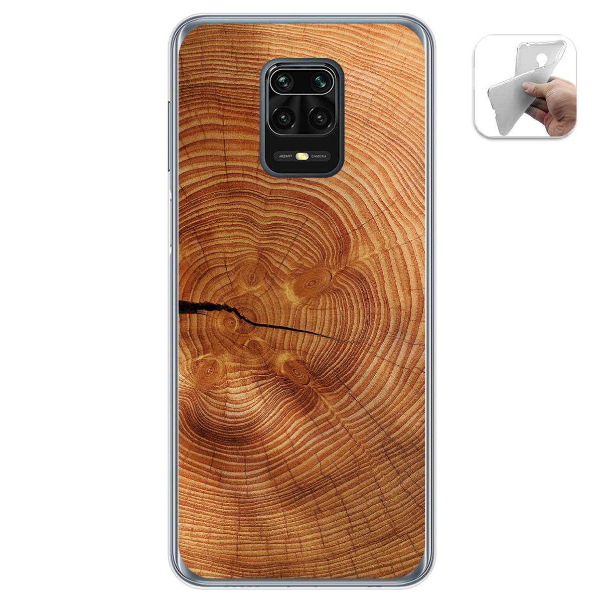 Tumundosmartphone Funda Gel Tpu para Xiaomi Redmi Note 9S / Note 9 Pro diseño Madera 04 Dibujos