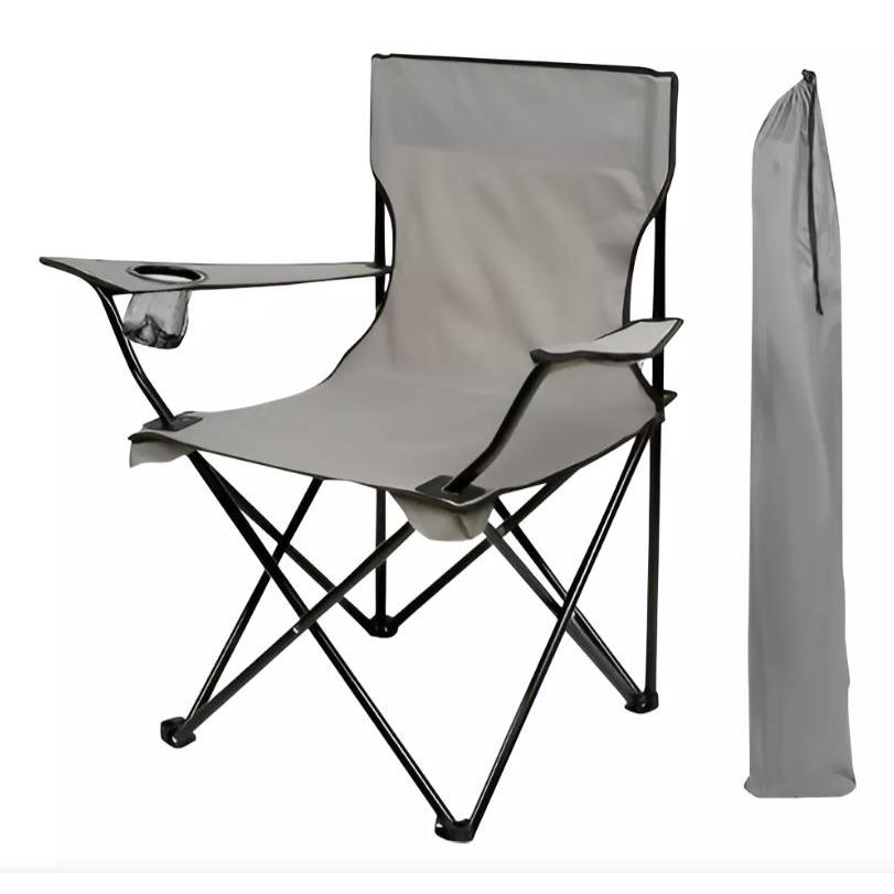 Silla Plegable para Camping, Pesca y Playa Portátil con Reposabrazos Portavasos y Bolsa de Transporte Resistente y Cómoda 50x50x80cm