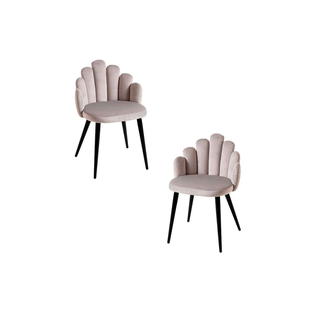 Regalos Miguel - Packs Sillas Comedor - Pack 2 Sillas Hand Terciopelo Patas Negras - Gris