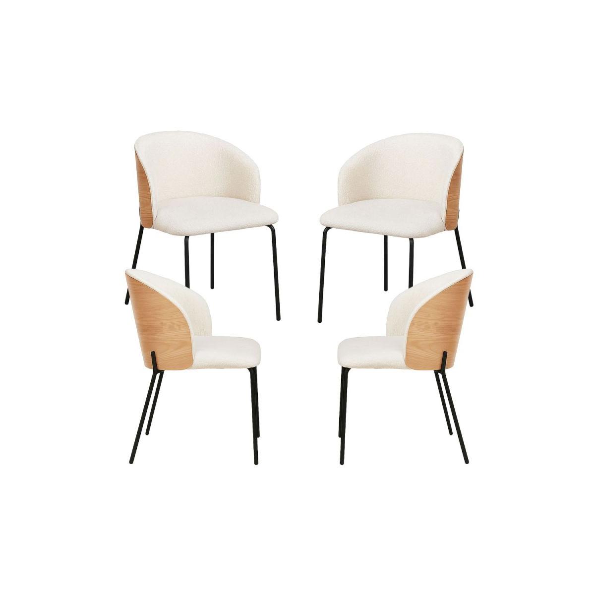 Regalos Miguel - Packs Sillas Comedor - Pack 4 Sillas Glacia Tela Blanca con Respaldo Tapizado en Madera