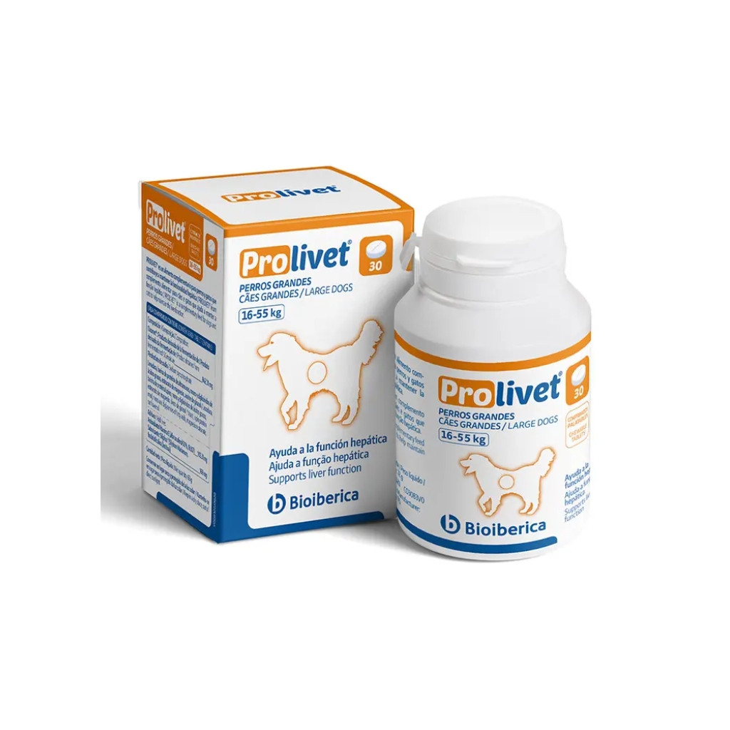 BIOIBERICA Prolivet Perros Grandes (30 Comprimidos)  - Alimento complementario en Comprimidos para Apoyar la Función Hepática