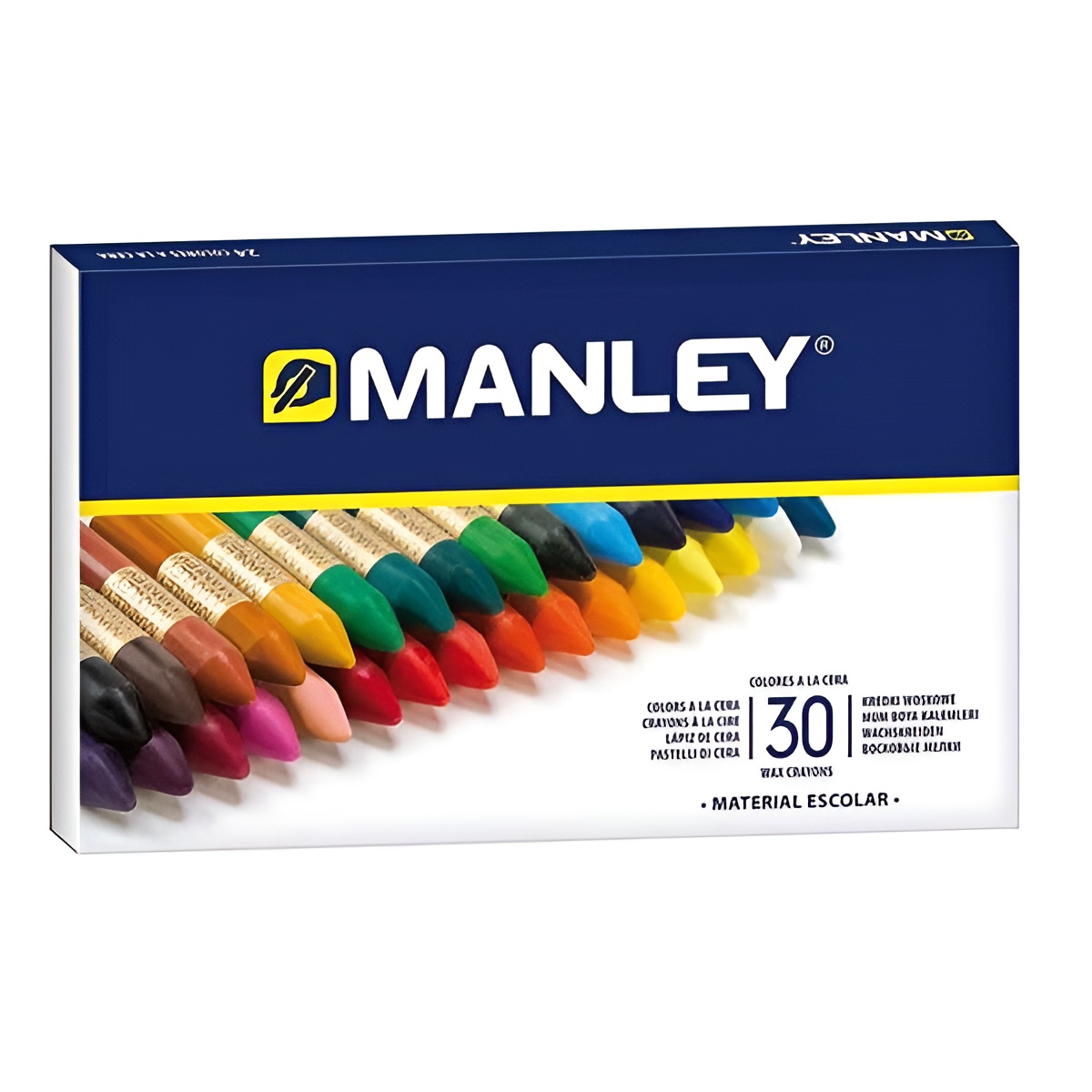 Manley Pack de 30 Ceras Blandas - Trazo Suave - Amplia Gama de Colores