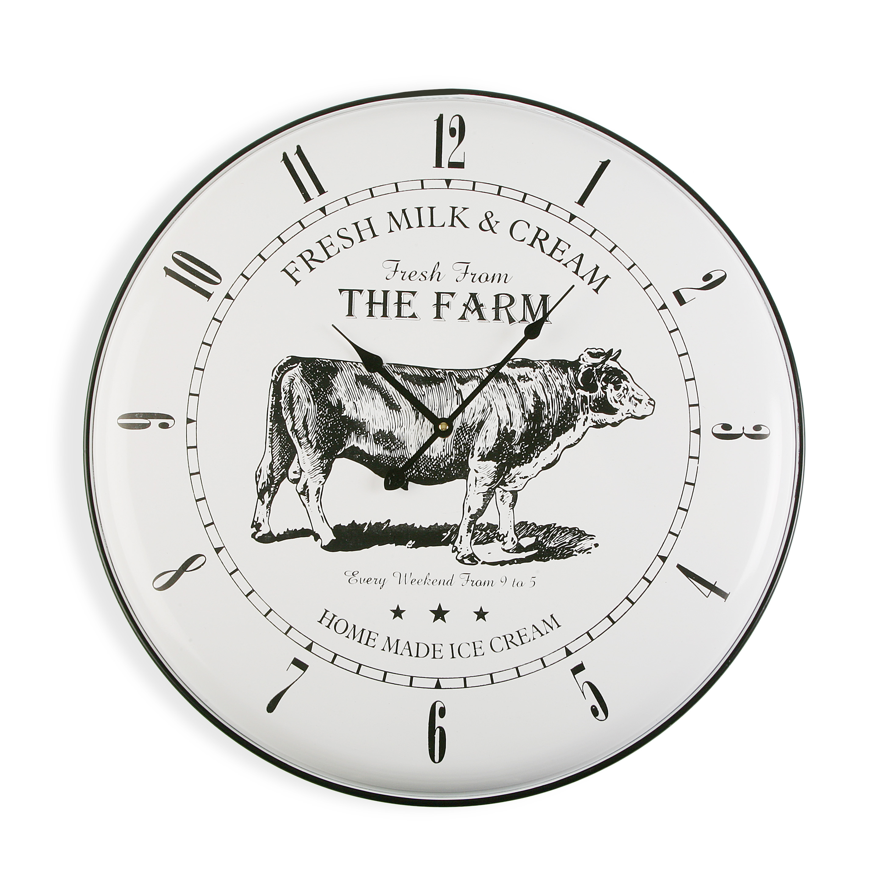Versa Upington Reloj de Pared Decorativo para la Cocina, el Salón, el Comedor o la Habitación, , Medidas (Al x L x An) 61,5 x 5 x 61,5 cm, Metal, Color Blanco y Negro