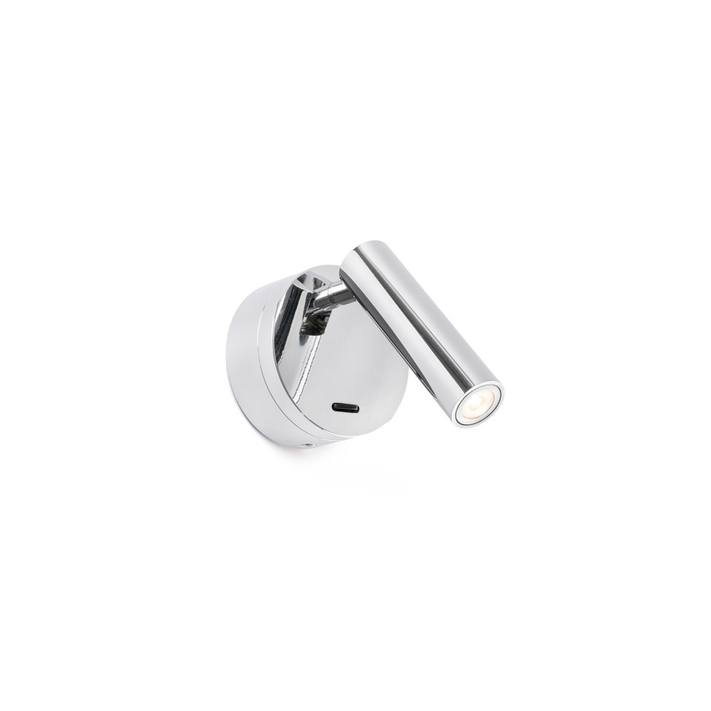 Faro Barcelona - Aplique de pared con brazo LED integrado de 3W - Metal pintado, dormitorio, 95lm, 3000K - Cromado