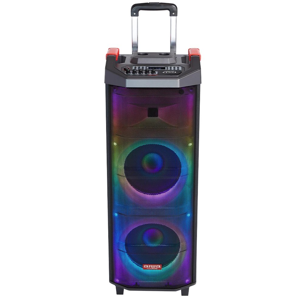 Aiwa - Altavoz HiFi de pie Kbtus-710 con 50 W RMS, Bluetooth y control de graves/agudos para salón o exterior, color negro