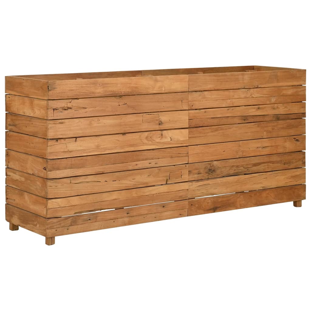 Vidaxl Arriate Elevado de Madera de Teca Reciclada y Acero - 50 X 40 X 38 Cm