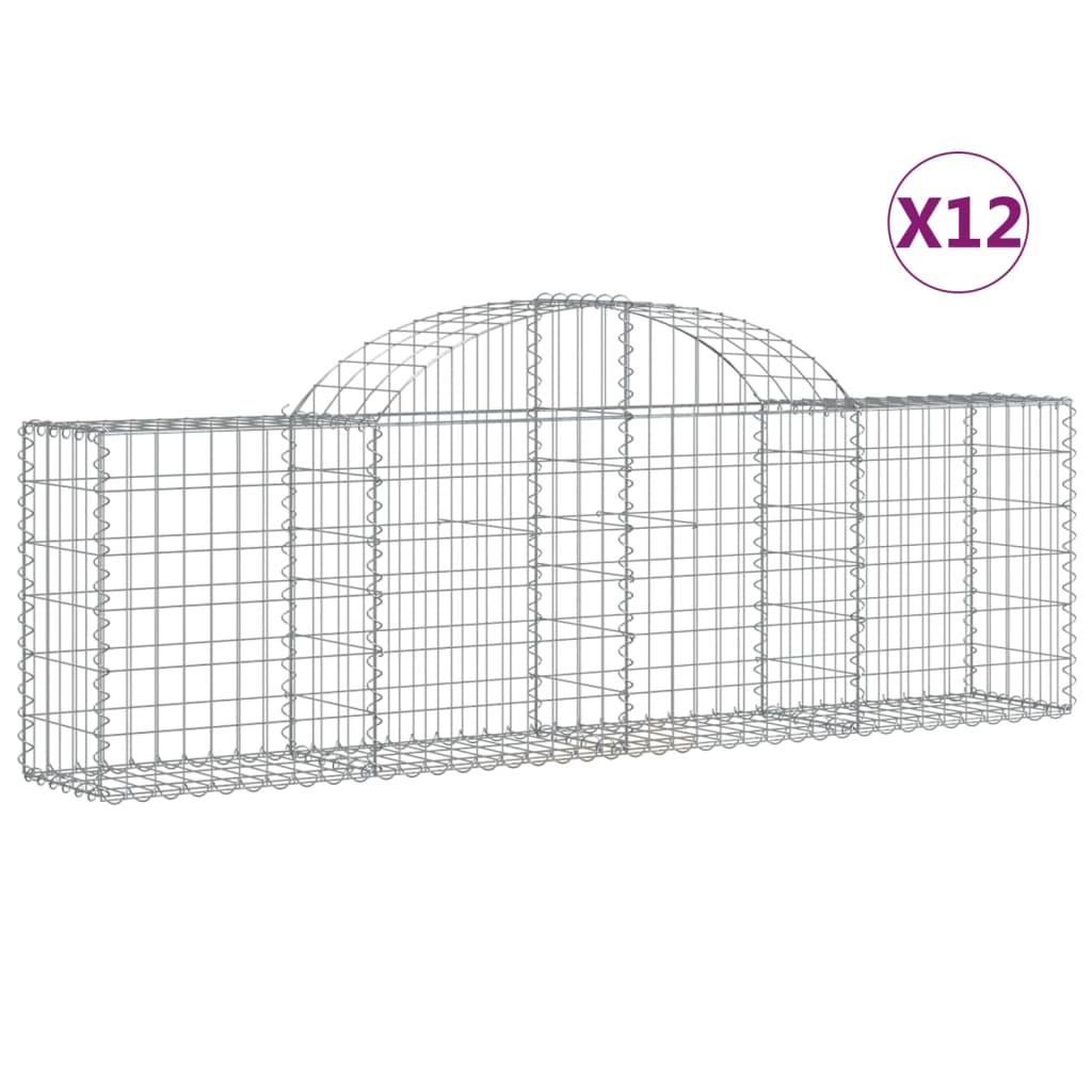 Vidaxl Cestas de Gaviones de Hierro Arco 12 Uds 200 X 30 X 60/80 Cm