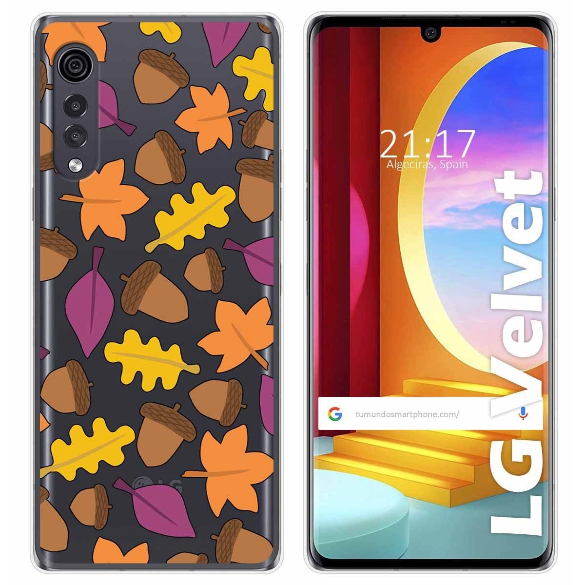 Tumundosmartphone Funda Gel Transparente para LG Velvet 5G diseño Otoño Dibujos