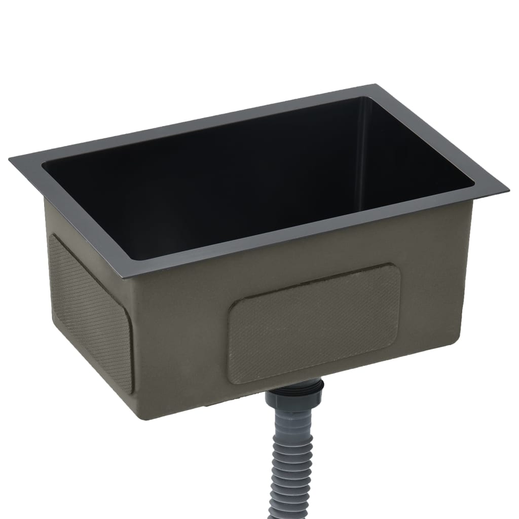 vidaXL Fregadero de Cocina Hecho a Mano de Acero Inoxidable Pila Lavabo Color Plateado, Negro, y mas