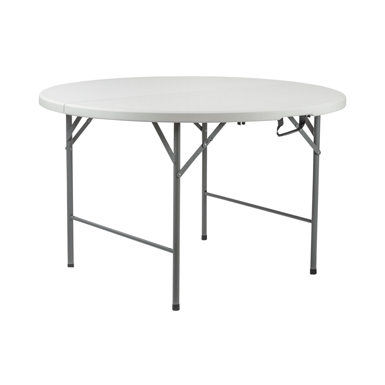 Mesa Plegable Redonda Efecto Granito Blanco Ø121x74cm 7house
