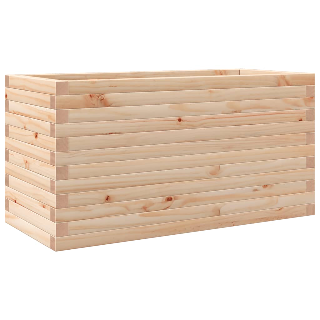 vidaXL Jardinera madera maciza de abeto 90x40x45,5 cm Color Pino natural,  Blanco,  Marrón cera y mas