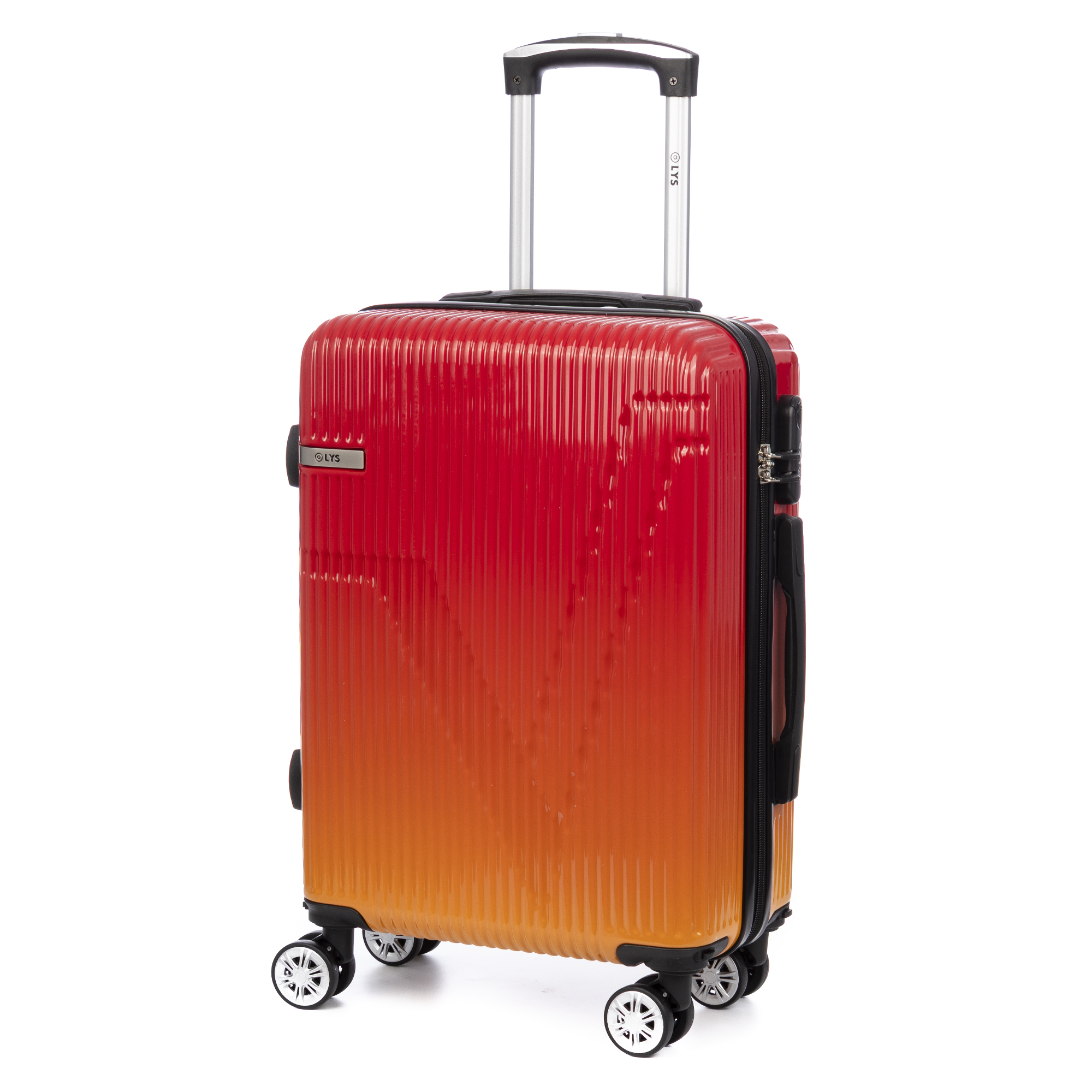DAM.Maleta de cabina trolley de PP resistente a la rotura. Cerradura numérica, 4 ruedas dobles extraíbles y giratorias 360°. 38x21x55cm