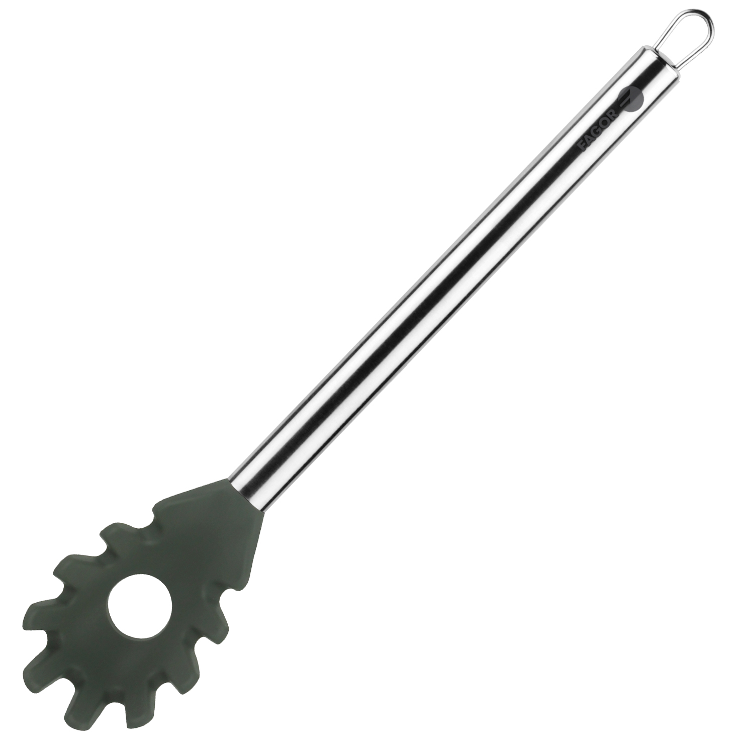 Fagor Melier - Cuchara de Pasta, Acero Inoxidable 18/10, Silicona Uso Alimenticio, Termo-Resistente, Utensilio de Cocina, Diseño Moderno, Fácil Uso