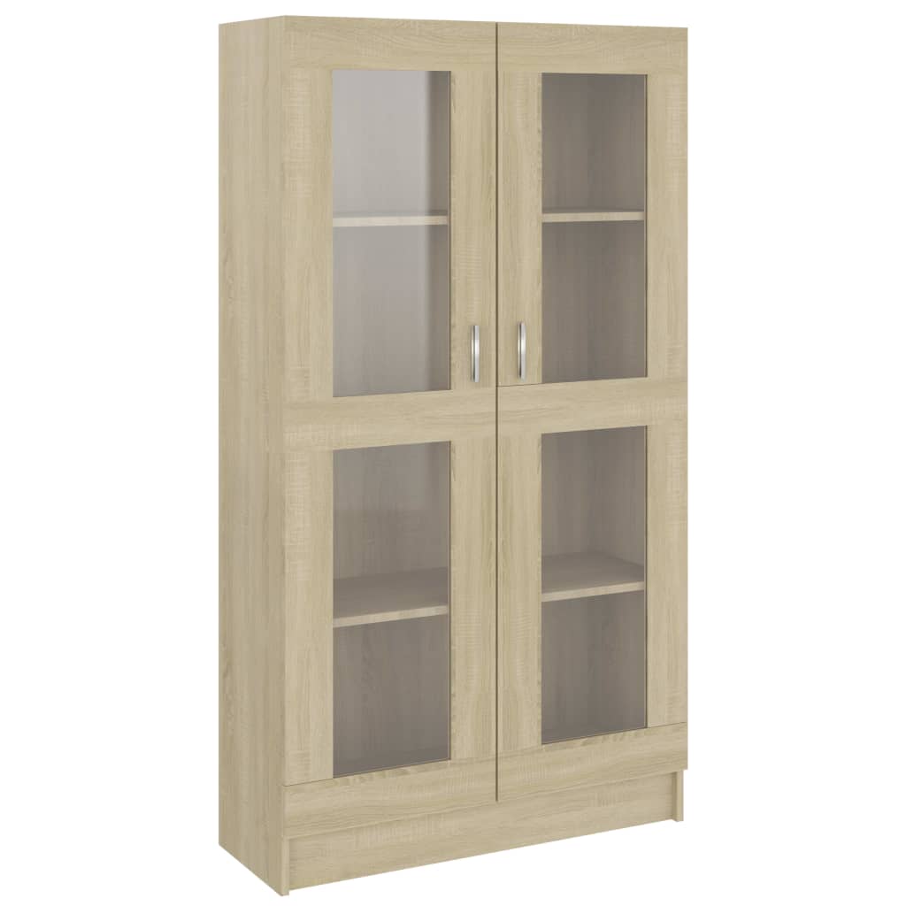 Vitrina Vidaxl de Madera Contrachapada 82,5x30,5x150 Cm - Blanco/Negro/Roble Sonoma