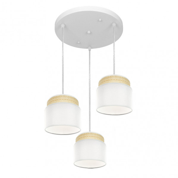 FABRILAMP Plafon 3luces modelo Kandy Natural/blanco Regulable