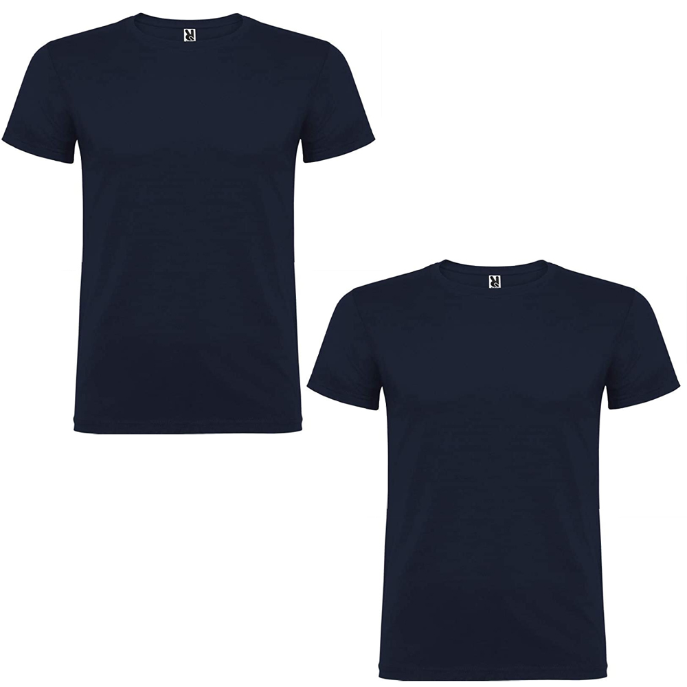 Roly - Pack de 2 camisetas de manga corta Roly de color azul marino con cuello redondo doble