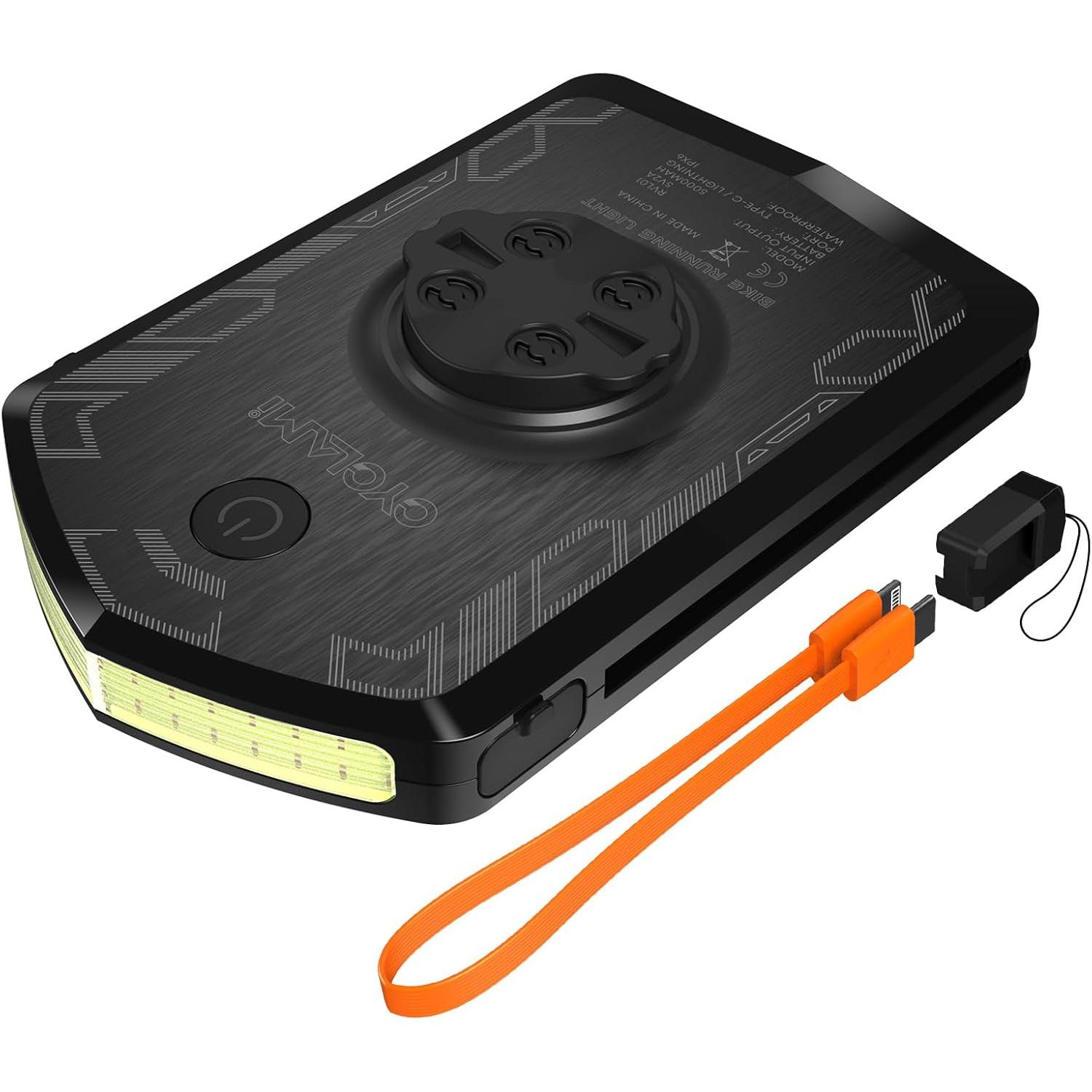 Luz Bicicleta Delantera LED Luces de Circulación Diurna 120 Lúmenes 5000mAh 40h Duración 5 Modos de Luz IPX6 Impermeable Compatible con Garmin Ciclocomputadores
