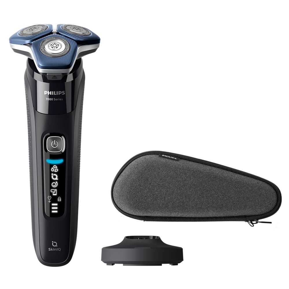 PHILIPS S7886/35 Afeitadora eléctrica Seco y Mojado, Shaver series 7000, con tecnología SkinIQ, con protección avanzada de la piel, color Negro