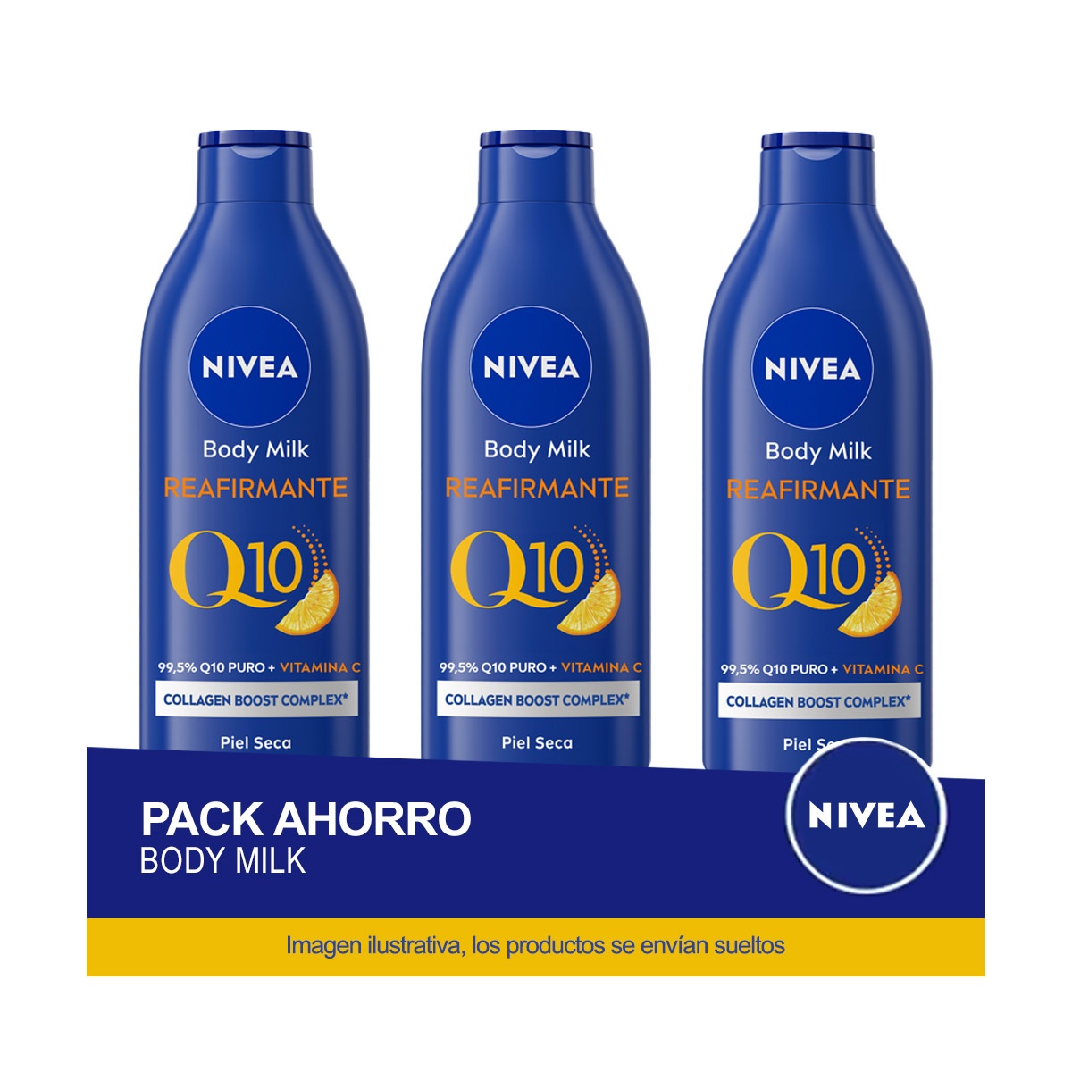 NIVEA Q10 Body Milk Reafirmante Piel Seca 400ml - Pack ahorro de 3 unidades