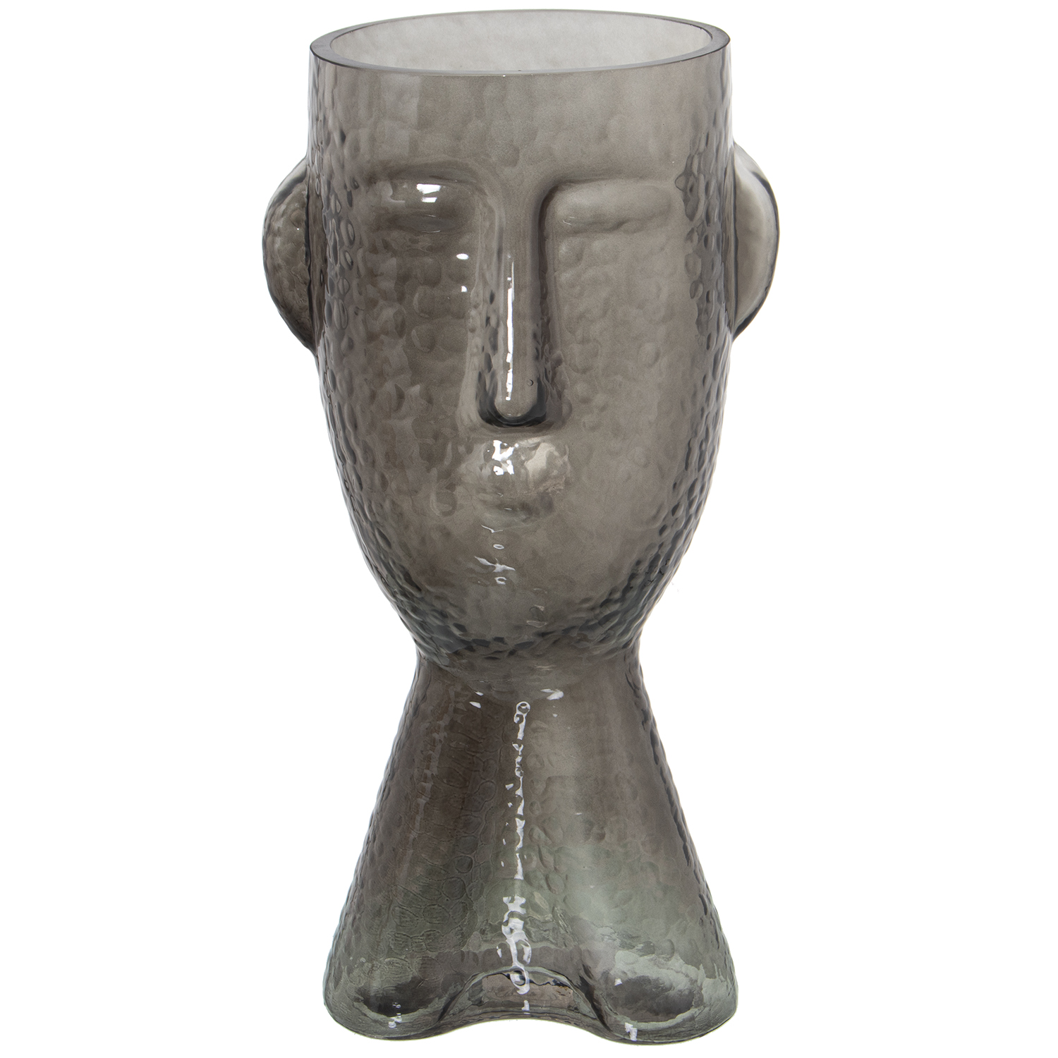 Jarron cristal gris rostro 15x13x32cm