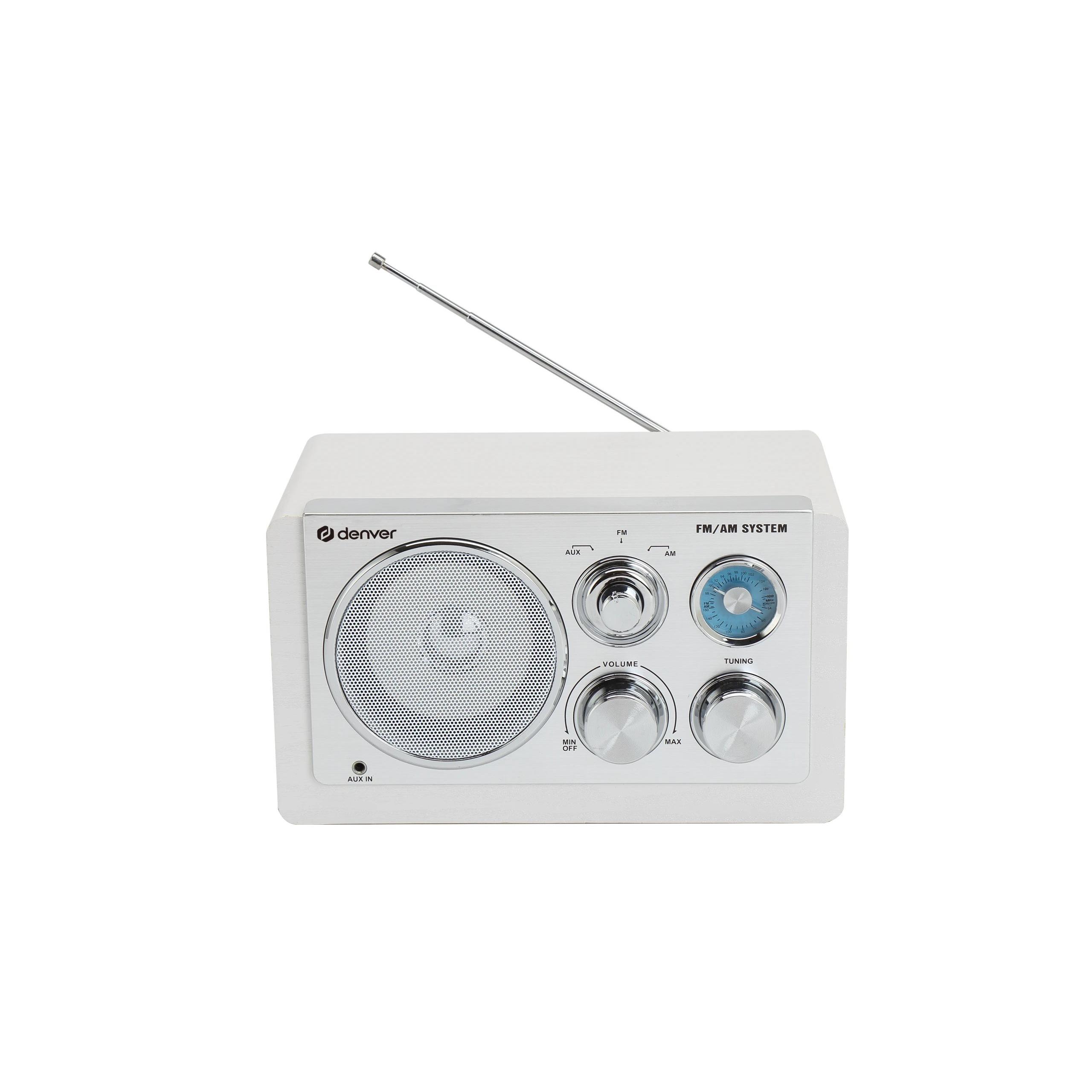 Radio Analógico con Altavoz Radio Denver AU278124 | AM, FM, Blanco