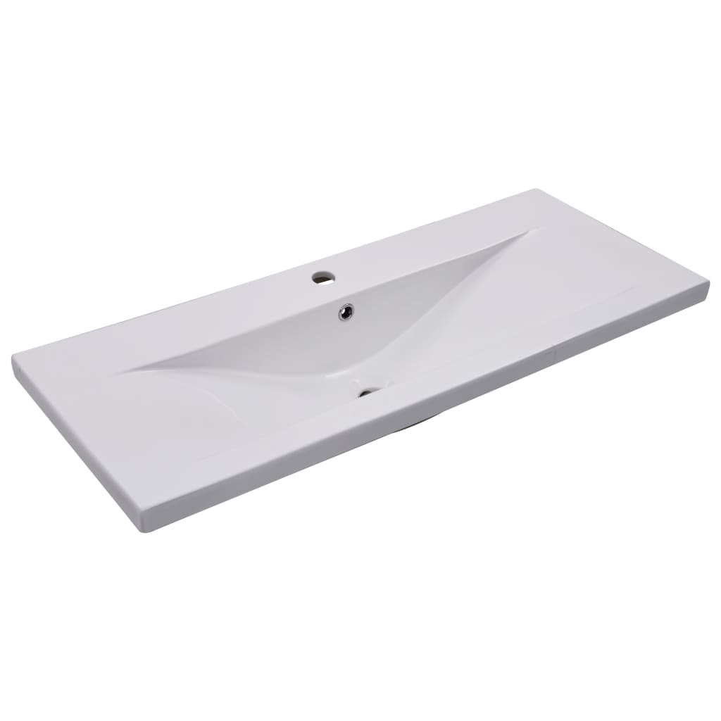vidaXL Lavabo encastrado de cerámica blanco