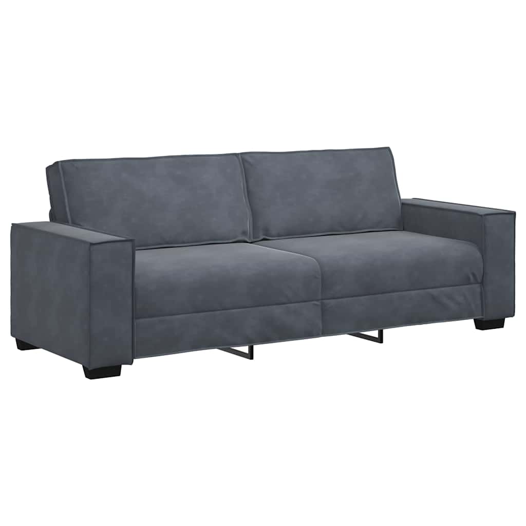 vidaXL Sofá de 3 plazas terciopelo gris oscuro 220x78x84 cm