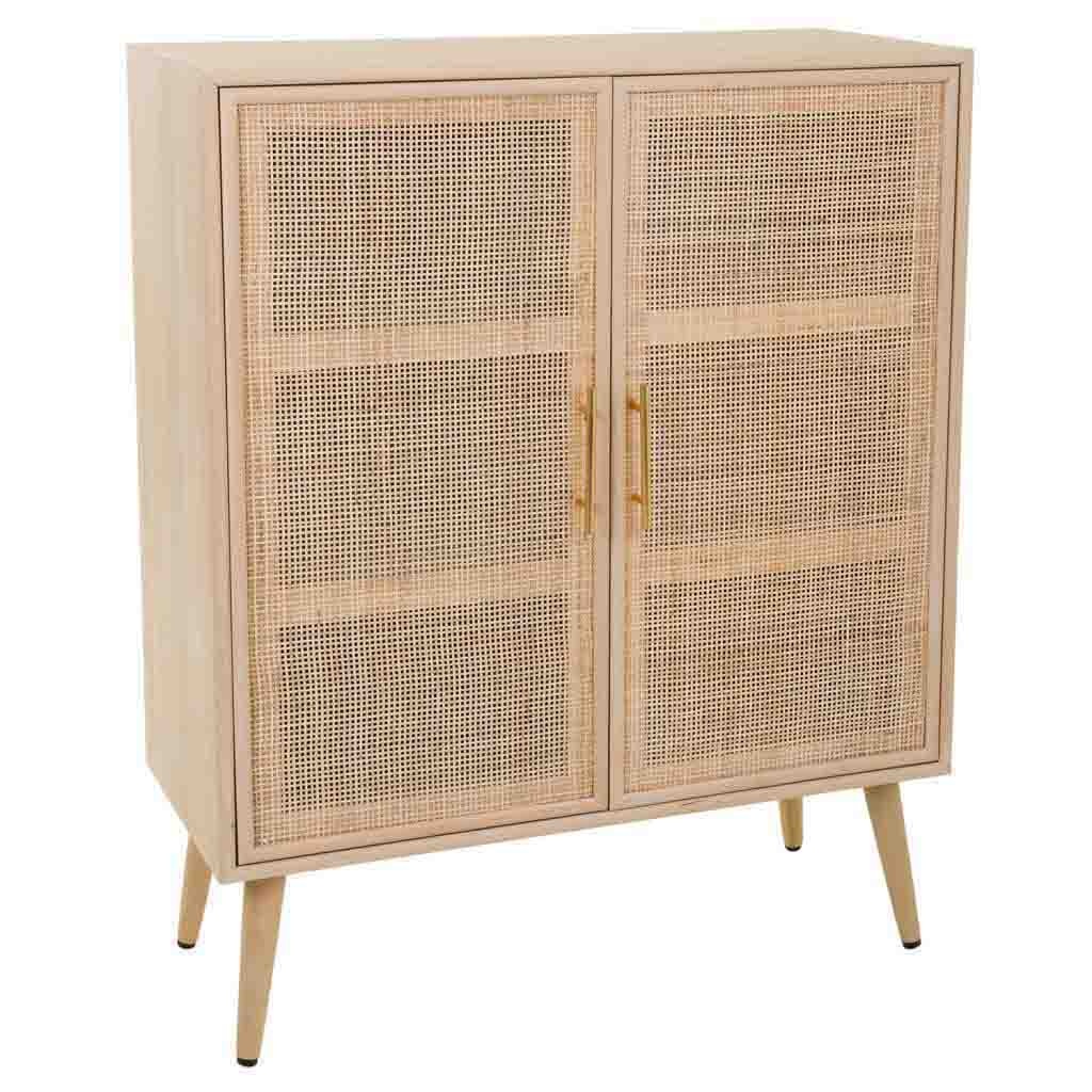 Wonderlust Deco - Armario de MDF y rejilla marrón 80x37x101 Marrón 80x37x101h cm