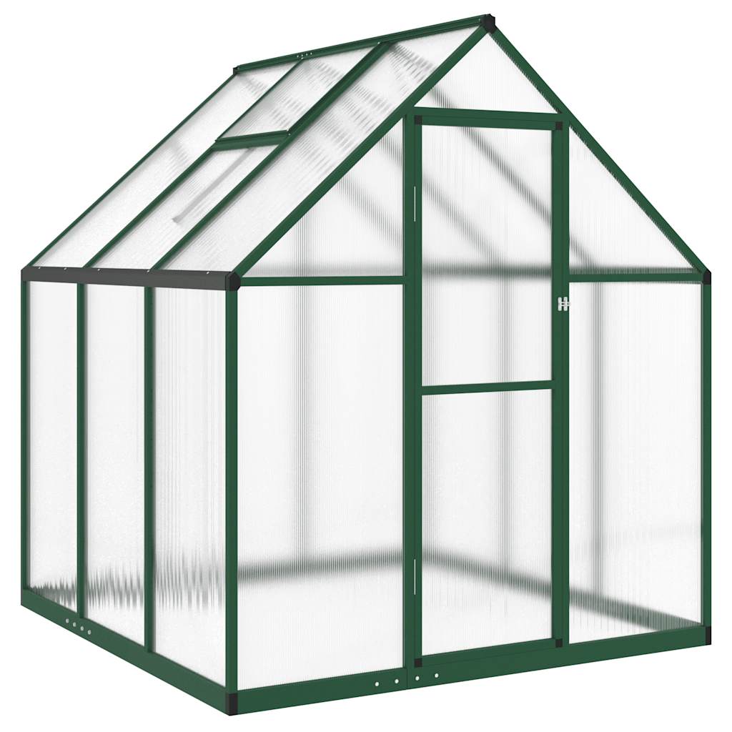 vidaXL Invernadero con marco base aluminio 169x169x195 cm Color Antracita,  Plateado,  Verde y mas