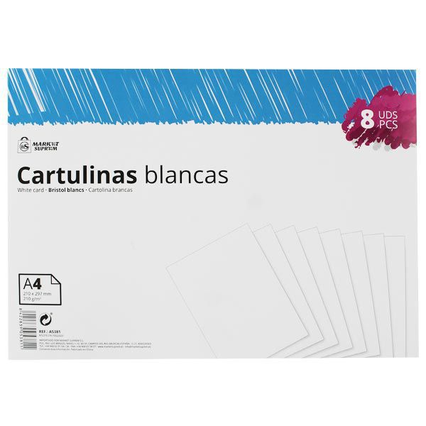 Cartulinas Blancas A4 Pack 8 Unidades 210g/m²
