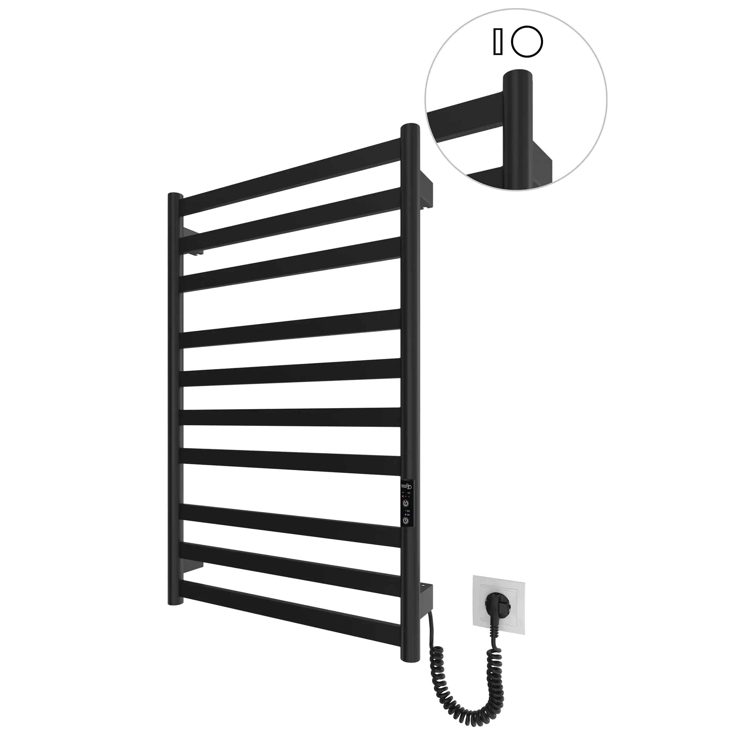 Radiador Toallero Eléctrico Seco HYGGE FAMILY Modelo YORK Bajo Consumo de 77x53 Color NEGRO MATE