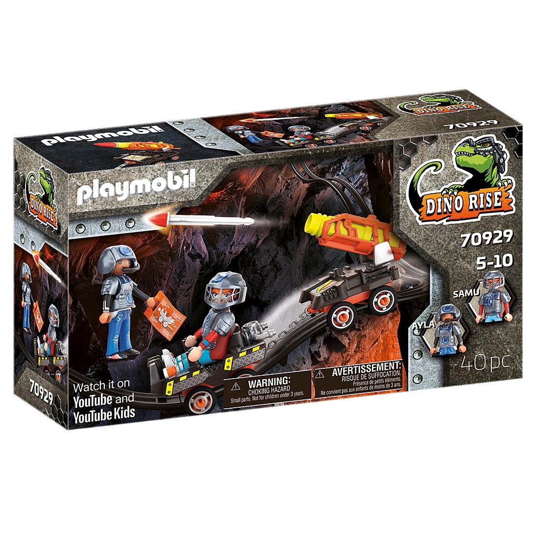 PLAYMOBIL DINO MINA VAGONETA CON MISIL, 70929, TIENDA CON LICENCIA OFICIAL