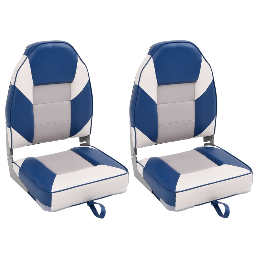 vidaXL Asientos de barco plegables con respaldo alto 2 uds 39x43x58 cm Color Blanco y azul,  Rojo y negro, y mas